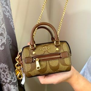 Mini Rowan Satchel Bag Charm in Signature Canvas with chain